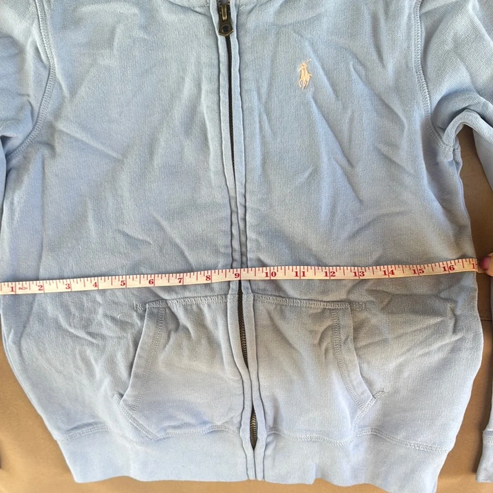 Kids Large POLO (12-14) light Blue comfy sweatshirt Hoodie pink horse - Picture 5 of 8